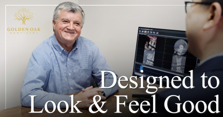 Designed to Look & Feel Good Patient smiling with team member reviewing x-rays